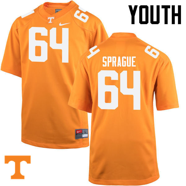 Youth #64 Tommy Sprague Tennessee Volunteers College Football Jerseys-Orange - Click Image to Close